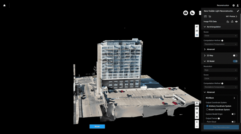 Drone inspecting building facade in Miami