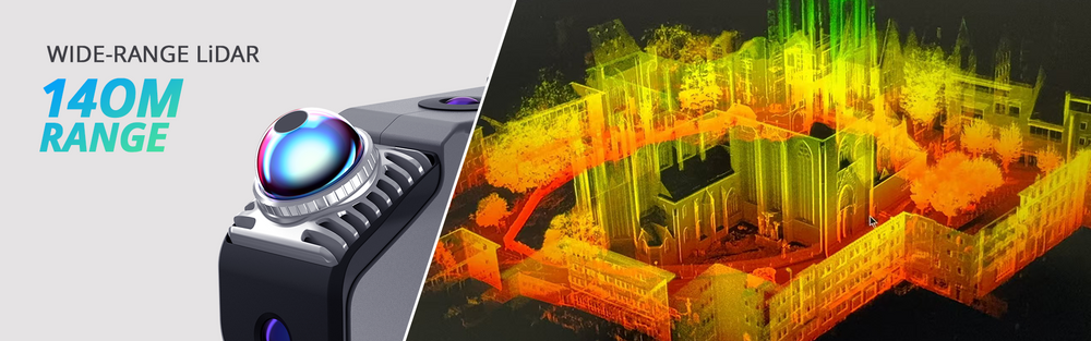 3DMakerPro Eagle scanning a large architectural site using 140-meter wide-range LiDAR technology