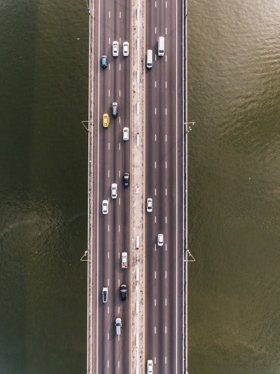 Bridge and road infrastructure viewed from above, typical corridor mapping subject