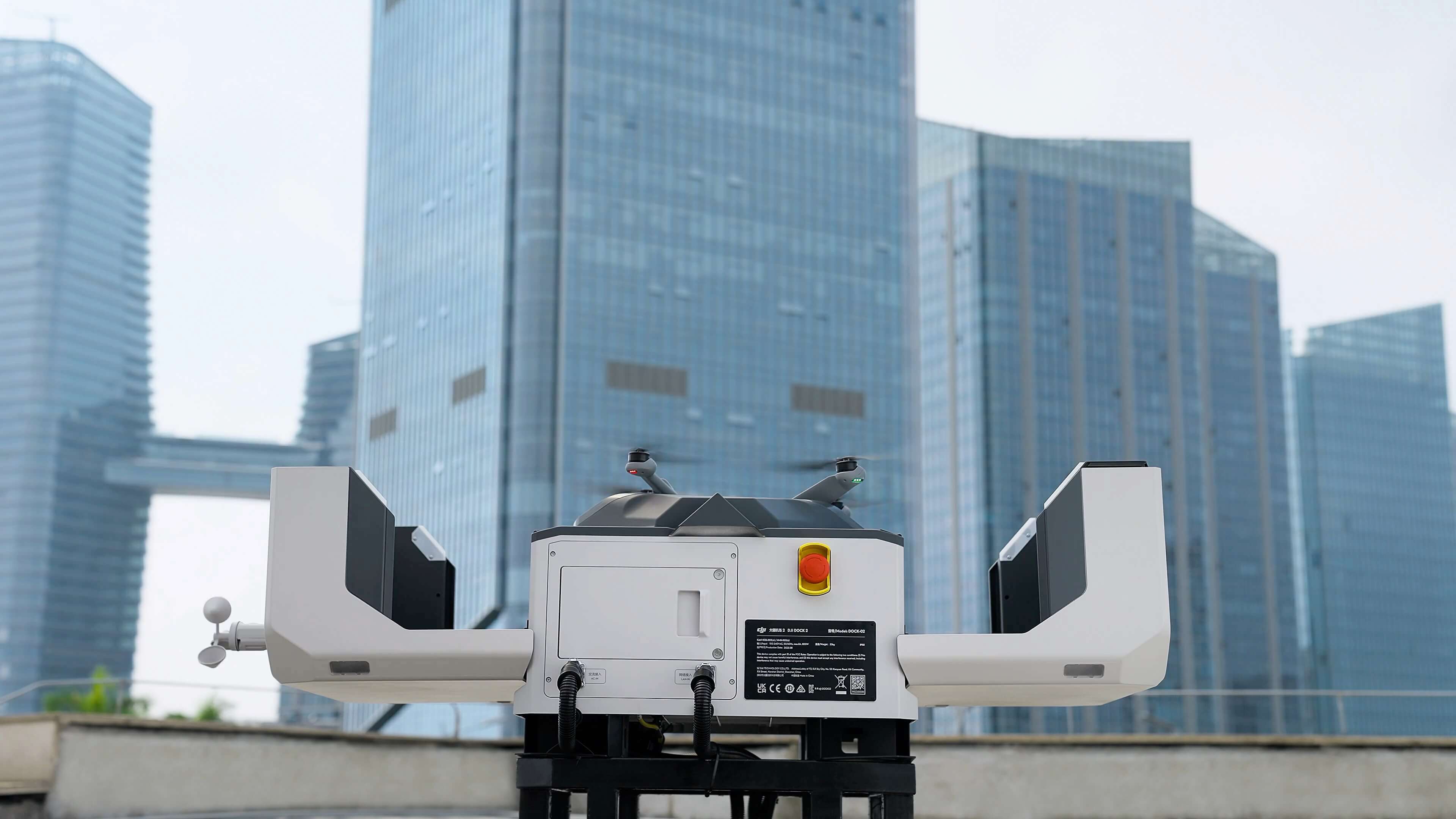DJI Dock 3 deployed on a rooftop in an urban environment for autonomous monitoring