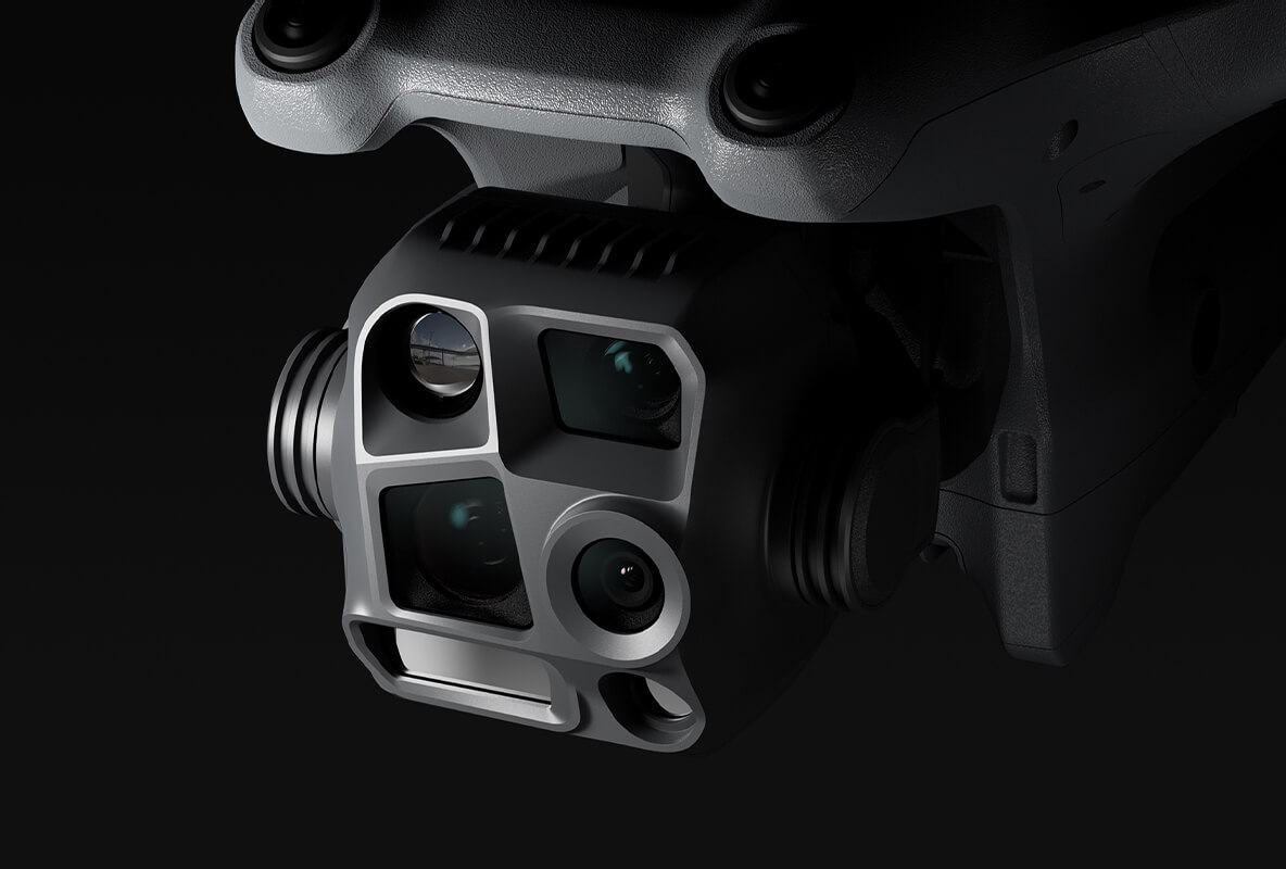 DJI Matrice 4TD multi-sensor gimbal with RGB, thermal, and zoom cameras