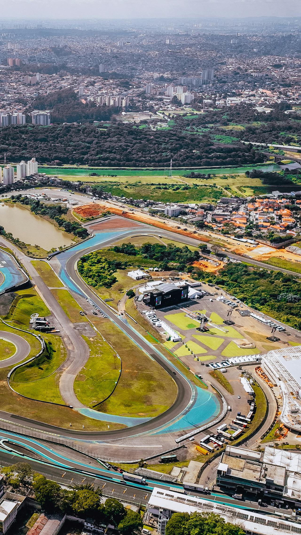 Aerial view of the Interlagos F1 circuit in São Paulo — one of many circuits documented with LiDAR scanning technology