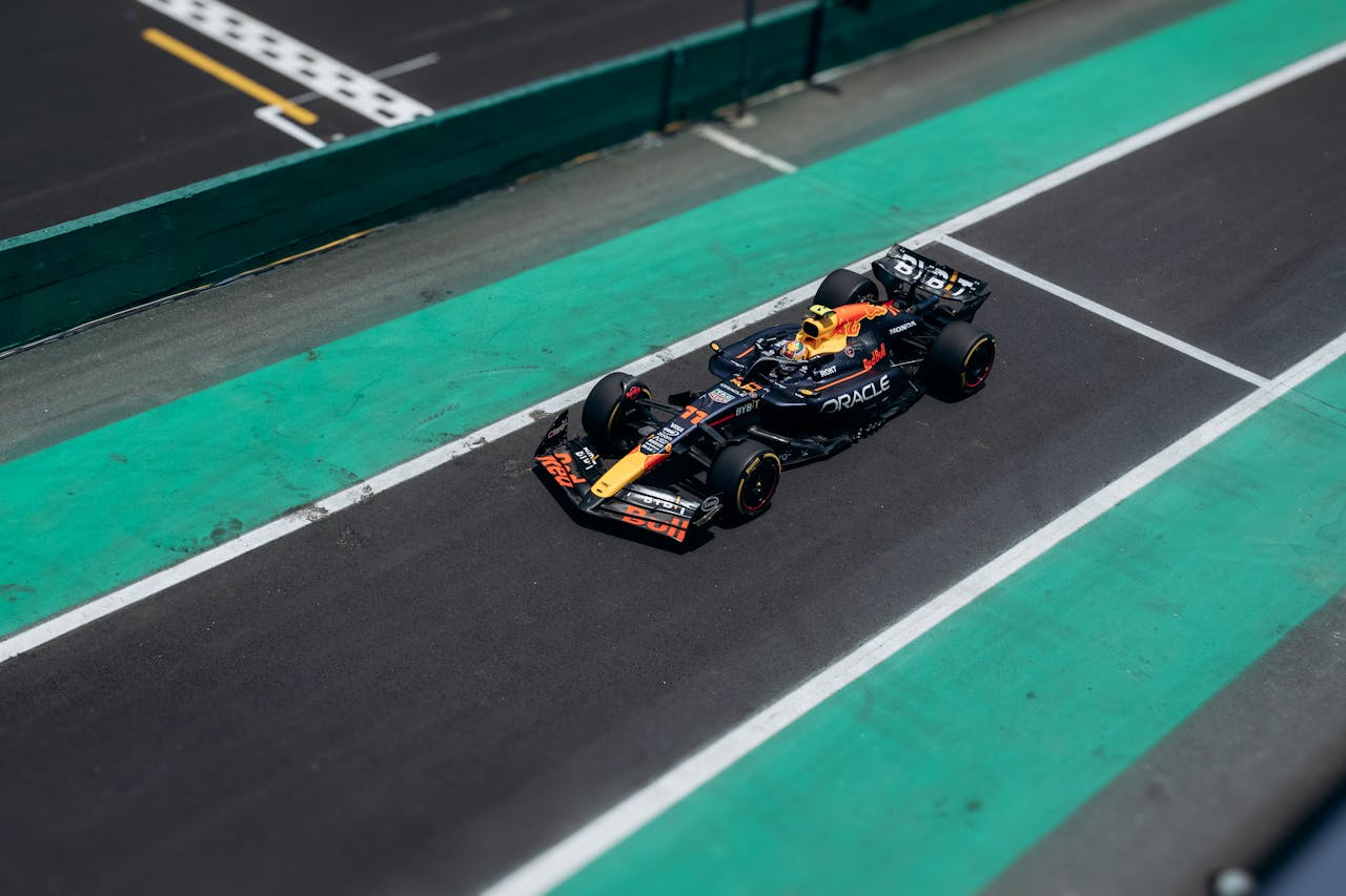 Red Bull Formula 1 car racing on track — F1 teams use LiDAR scanning to capture circuit data for digital twin and game development