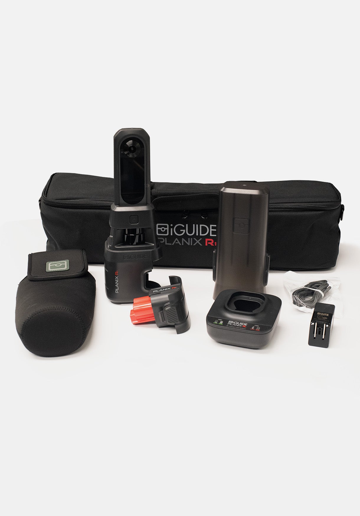 iGUIDE PLANIX R1 complete kit including camera, carrying case, battery, charger, and accessories