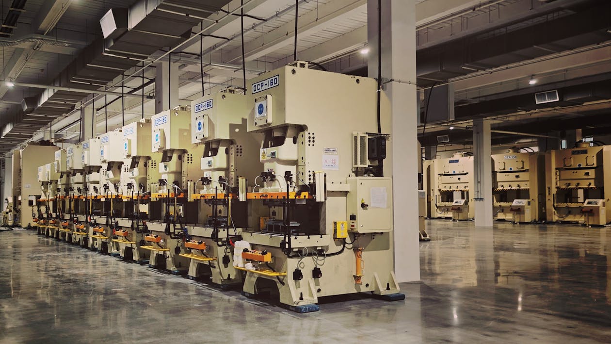 Industrial factory floor with machinery to scan