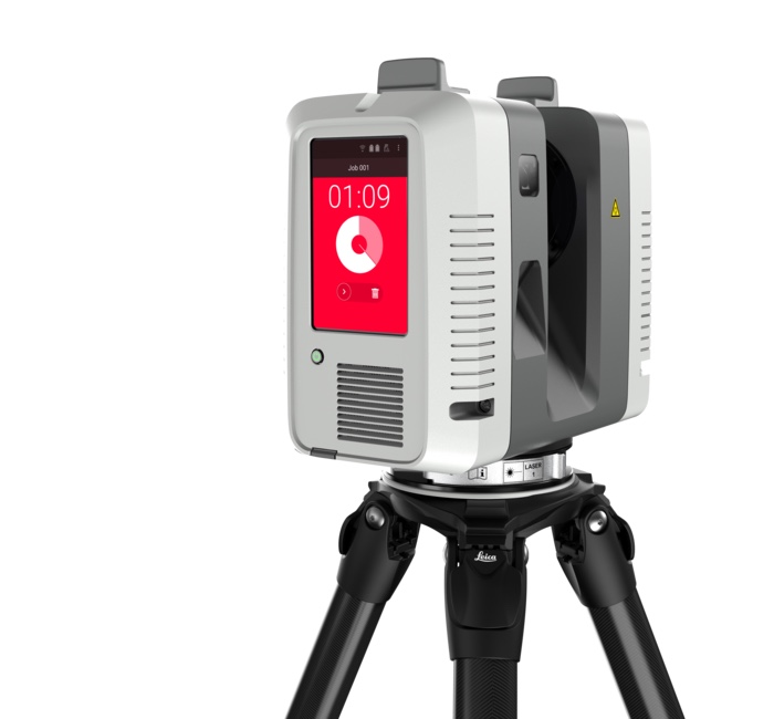 Leica RTC360 3D laser scanner on tripod — one of the top terrestrial scanners compared in this FARO vs Leica vs Trimble guide