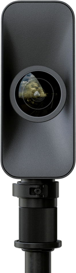 Matterport Pro3 camera shown at an angle mounted on its tripod for professional 3D scanning