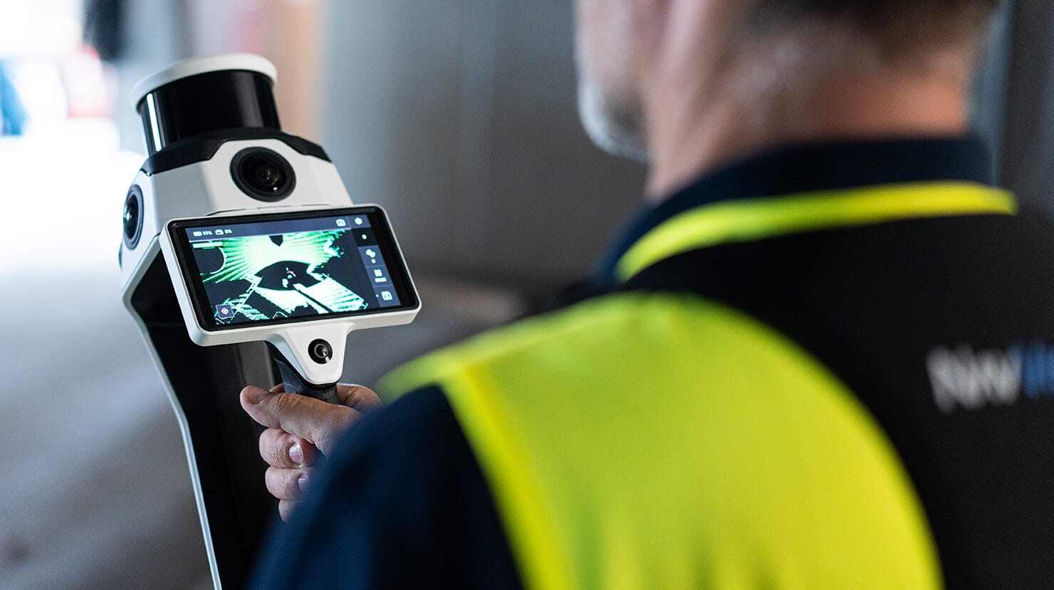 NavVis VLX3 scanning features — the dual LiDAR system captures commercial interiors at walking pace