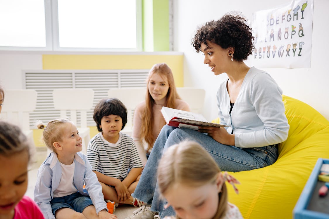Young children playing in a preschool classroom