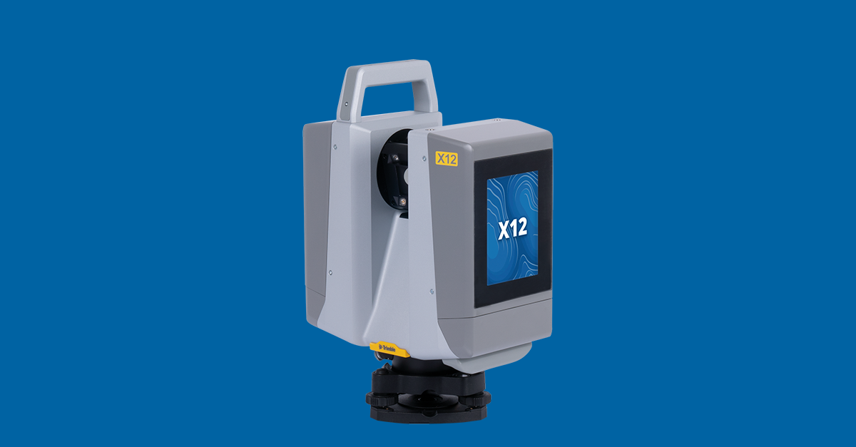 Trimble X12 3D laser scanner product image — the latest high-accuracy terrestrial scanning system